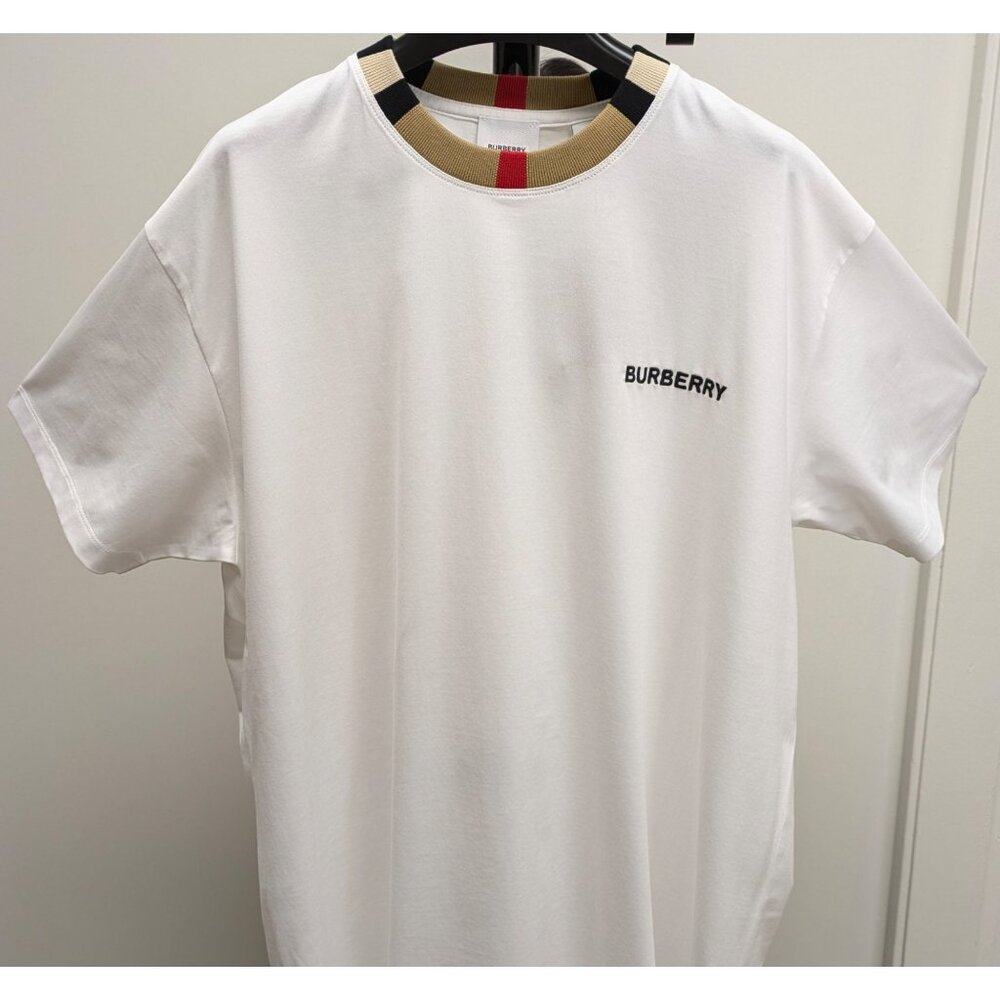 Burberry Men’s Jayson Icon Stripe Crewneck T-Shirt White M 8078115 - Picture 2 of 7